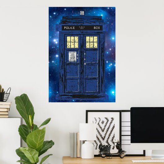 Blue Police Public Call Box - UK Time Travel 1 Poster (Thuiskantoor)