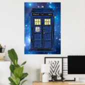 Blue Police Public Call Box - UK Time Travel 1 Poster (Thuiskantoor)