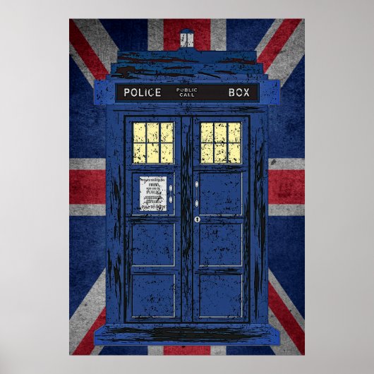 Blue Police Public Call Box - UK Time Travel 1 Poster (Voorkant)