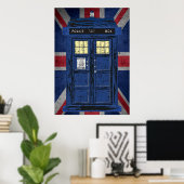 Blue Police Public Call Box - UK Time Travel 1 Poster (Thuiskantoor)