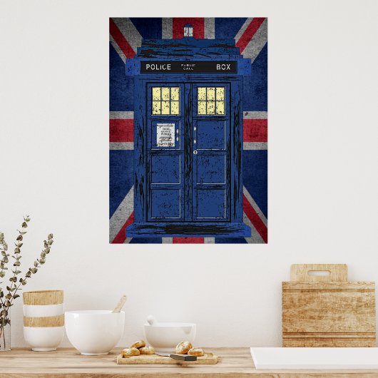 Blue Police Public Call Box - UK Time Travel 1 Poster (Keuken)