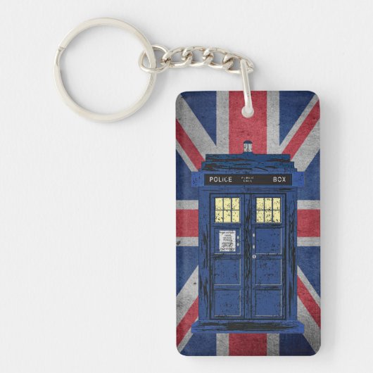 Blue Police Public Call Box - UK Time Travel 1 Sleutelhanger (Voorkant)