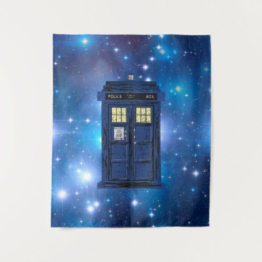 Blue Police Public Call Box - UK Time Travel 1 Wandkleed (Voorkant)