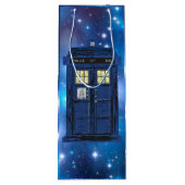 Blue Police Public Call Box - UK Time Travel 1 Wijn Cadeautas (Achterkant)