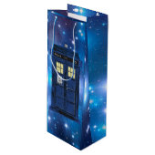 Blue Police Public Call Box - UK Time Travel 1 Wijn Cadeautas (Voorkant Gekanteld)