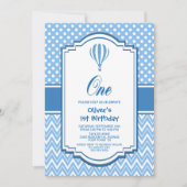 Blue Polka Dot 1e verjaardag Kaart (Voorkant)
