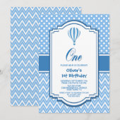 Blue Polka Dot 1e verjaardag Kaart (Voorkant / Achterkant)