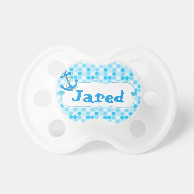 Blue Polka-Dot, Anchor Name-label Binky Speen (Voorkant)