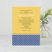 Blue Polka Dot and Yellow Wedding Invitation Kaart (Staand voorkant)
