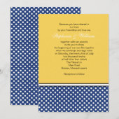 Blue Polka Dot and Yellow Wedding Invitation Kaart (Voorkant / Achterkant)