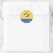 Blue Polka Dot and Yellow Wedding Sticker (Tas)