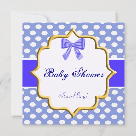 Blue Polka Dot Baby shower Invitation Kaart (Voorkant)