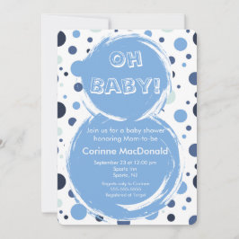 Blue polka dot Baby Shower Invitation Kaart