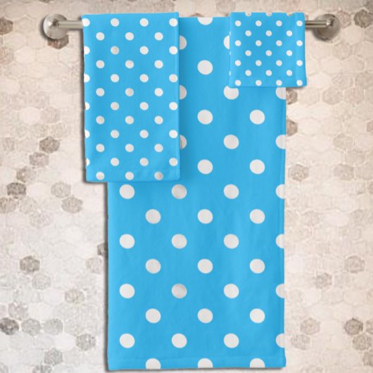 Blue Polka Dot Bad Handdoek