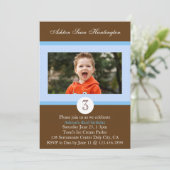 Blue Polka Dot Birthday Photo Invite Kaart (Staand voorkant)