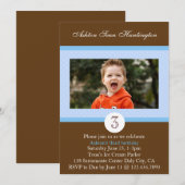 Blue Polka Dot Birthday Photo Invite Kaart (Voorkant / Achterkant)