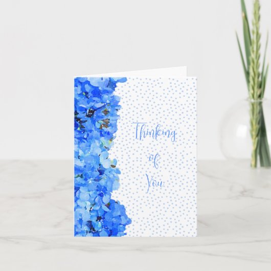 Blue Polka Dot Blue Hydrangea Thinking of You Kaart (Voorkant)