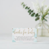 Blue Polka Dot Book Request Baby shower Invitation Informatiekaartje (Staand voorkant)