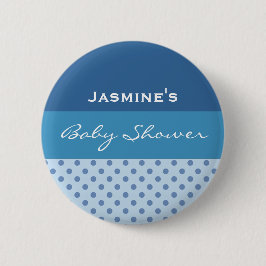 Blue Polka Dot Boy Baby shower - Aangepaste naam Ronde Button 5,7 Cm