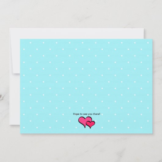 Blue Polka Dot Bridal Shower Uitnodiging (Achterkant)