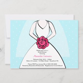 Blue Polka Dot Bridal Shower Uitnodiging