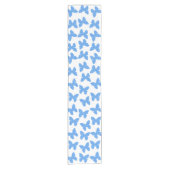 Blue Polka Dot Butterflies Pattern White Korte Tafelloper (Voorkant)