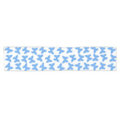 Blue Polka Dot Butterflies Pattern White Korte Tafelloper (Horizontaal)