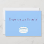 Blue Polka dot Butterfly Birthday Uitnodiging (Achterkant)