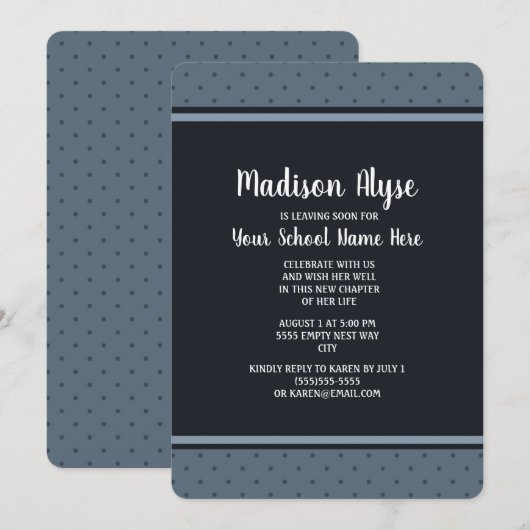 Blue Polka Dot College Trunk Party Kaart (Voorkant / Achterkant)