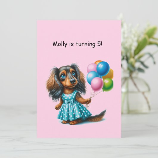 Blue Polka Dot Dachshund Kaart (Staand voorkant)