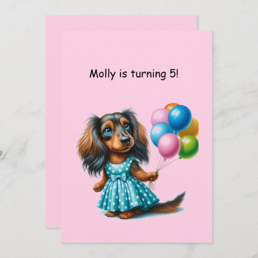 Blue Polka Dot Dachshund Kaart (Voorkant / Achterkant)