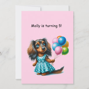 Blue Polka Dot Dachshund Kaart