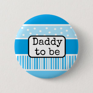 Blue Polka Dot Dad om Baby shower Button te worden