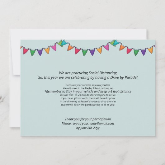 Blue Polka Dot Drive op uitnodiging voor verjaarda (Achterkant)