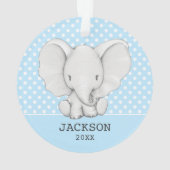 Blue Polka Dot Elephant Personal Boy baby Ornament (achterkant)