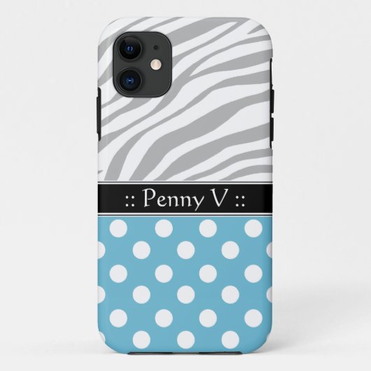 Blue Polka Dot Fade Zebra Print iPhone 5 Hoesje (Achterkant)