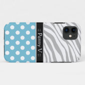 Blue Polka Dot Fade Zebra Print iPhone 5 Hoesje (Achterkant (horizontaal))