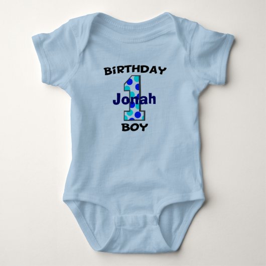 Blue Polka Dot First Birthday Boy Shirt (Voorkant)