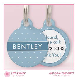 Blue Polka Dot gepersonaliseerd Huisdierpenning