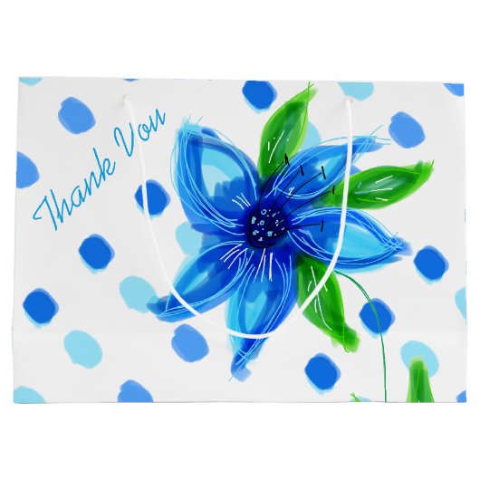 Blue Polka-Dot Gift Bag Groot Cadeauzakje (Achterkant)