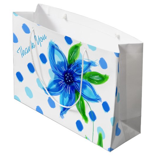 Blue Polka-Dot Gift Bag Groot Cadeauzakje (Achterkant Gekanteld)