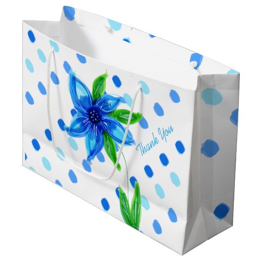 Blue Polka-Dot Gift Bag Groot Cadeauzakje (Voorkant Gekanteld)