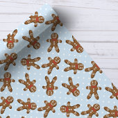 Blue Polka Dot Gingerbrood Man Kerstmis Cadeaupapier