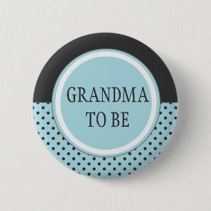 Blue Polka Dot - "Grandma to be" Pin Ronde Button 5,7 Cm