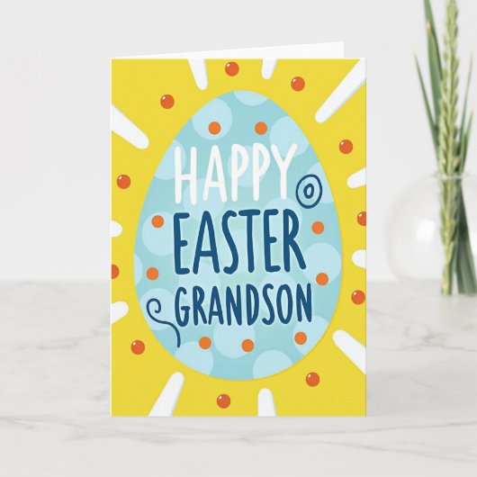 Blue Polka Dot Grandson Easter Card Kaart (Voorkant)