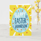 Blue Polka Dot Grandson Easter Card Kaart (Gele Bloem)