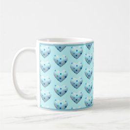 Blue Polka Dot Heart Cute Coffee Koffiemok