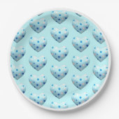 Blue Polka Dot Heart Valentijn Day Cute Papieren Bordje (Voorkant)
