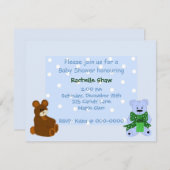Blue Polka Dot Little Beren - Shower Invitation Kaart (Voorkant / Achterkant)