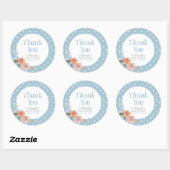 Blue Polka Dot met Delicate Floral bedankt Ronde Sticker (Vel)